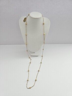 JCM London 14K Yellow Gold Stardust Bead Station Necklace – 36” Long Floating